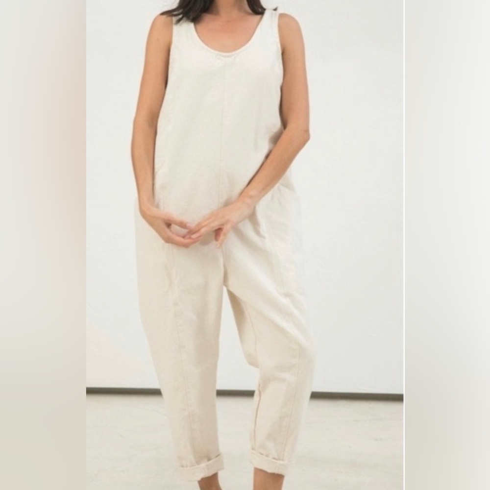Elizabeth Suzann Clyde Jumpsuit Flax Linen Large short